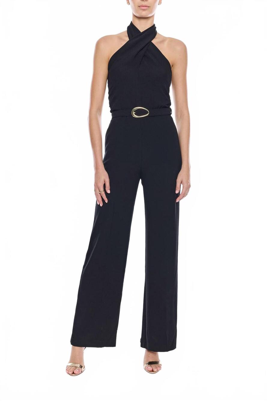 NEW GENERATION LOVE women's hallie lightweight crepe jumpsuit in black
